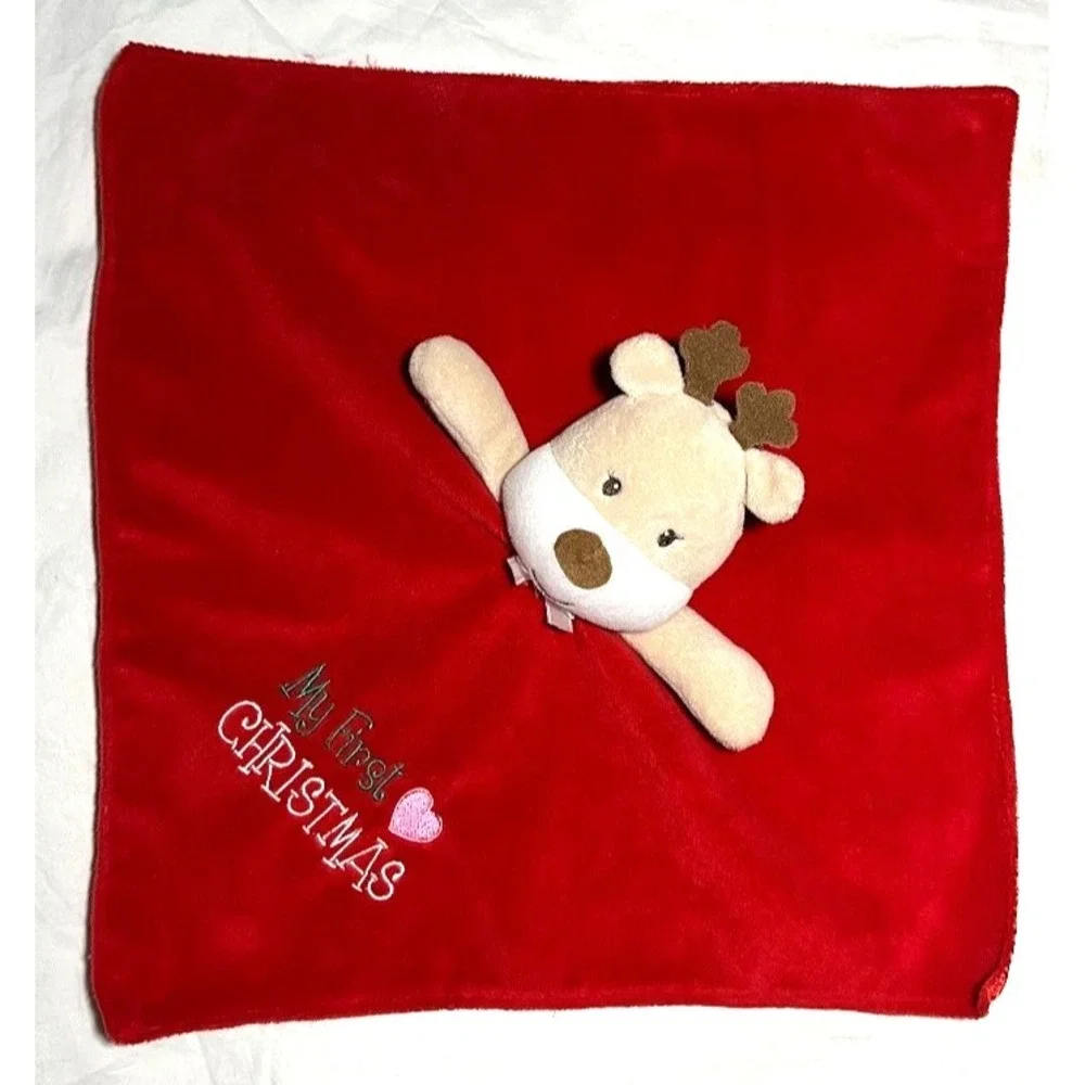 Baby Starters Red My First Christmas Reindeer Security Blanket Rattle Lovey